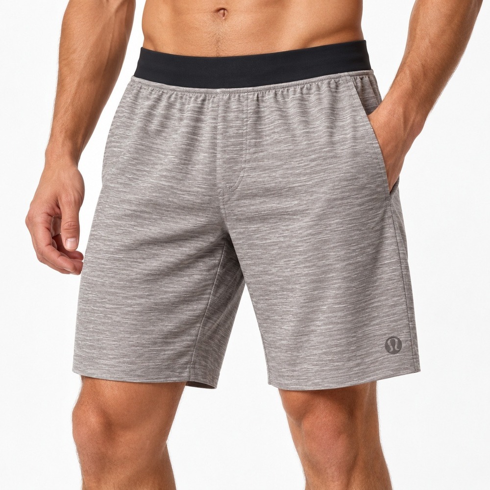 Lululemon Space Dye Athletic Shorts Mens L Gray Zip Pocket Workout Running Gym